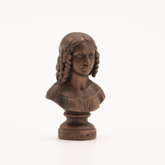 Miniature Fanny Mendelssohn Bust | 1:12 Scale | Dollhouse Library Decor | Composer Sculpture | Antique Copper Finish