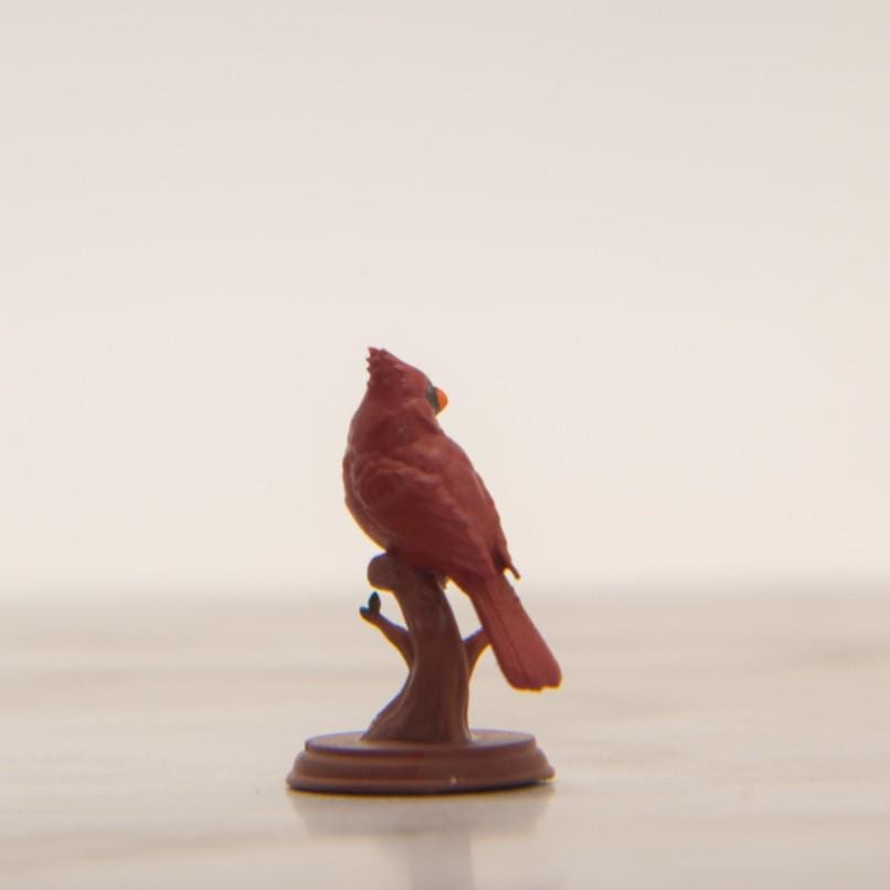 1:12 Scale Miniature Cardinal Figurine | Dollhouse Bird Statue | Miniature Nature Decor
