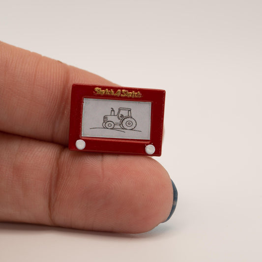 1:12 Scale Miniature Etch-a-Sketch-Inspired Toy | Dollhouse Retro Game | Sketch-a-Sketch Decor