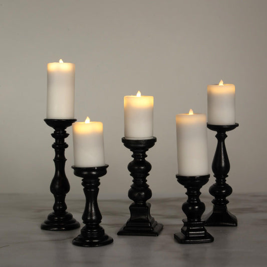 1:12 Scale Miniature Pillar Candlesticks | Modern Dollhouse Candle Holders | Set of 5 Designs