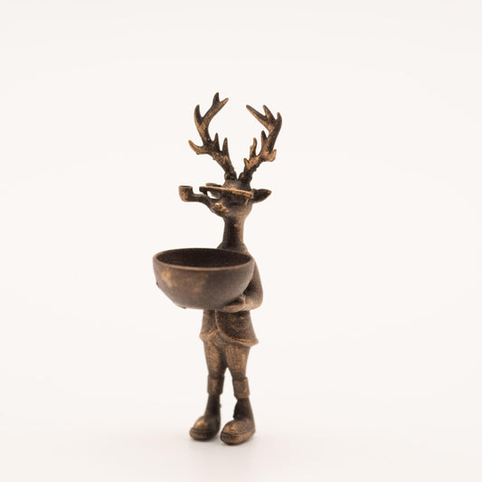 1:12 Scale Miniature Stag Figurine | The Host | Dollhouse Shelf Decor | Anthropomorphic Bronze Sculpture