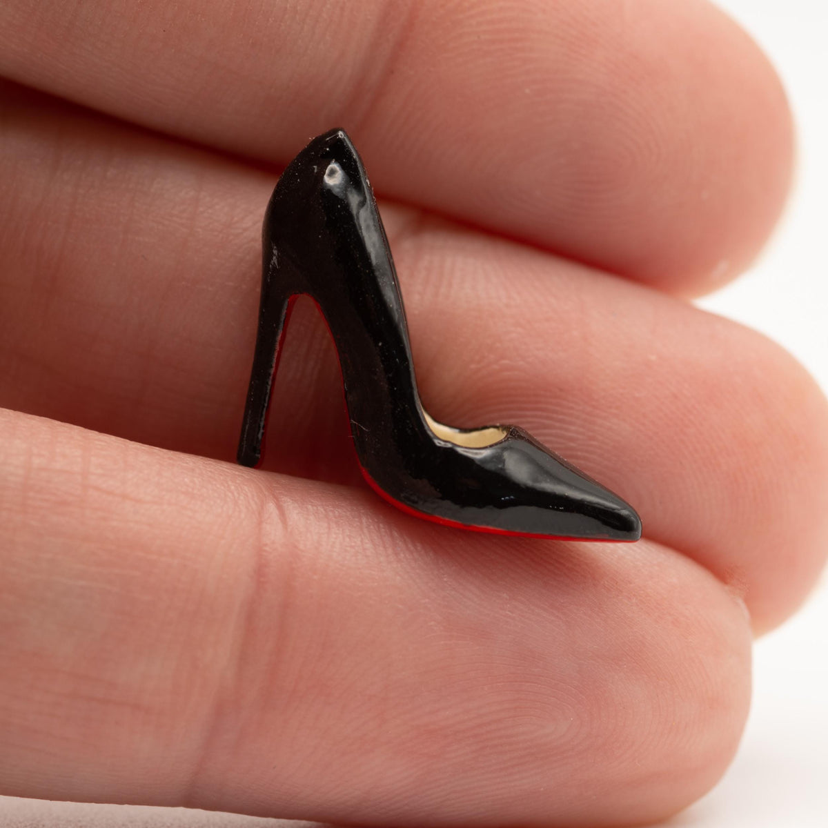 1:12 Scale Miniature High Heels | Red Bottom Pumps | Dollhouse Shoes with Shoebox
