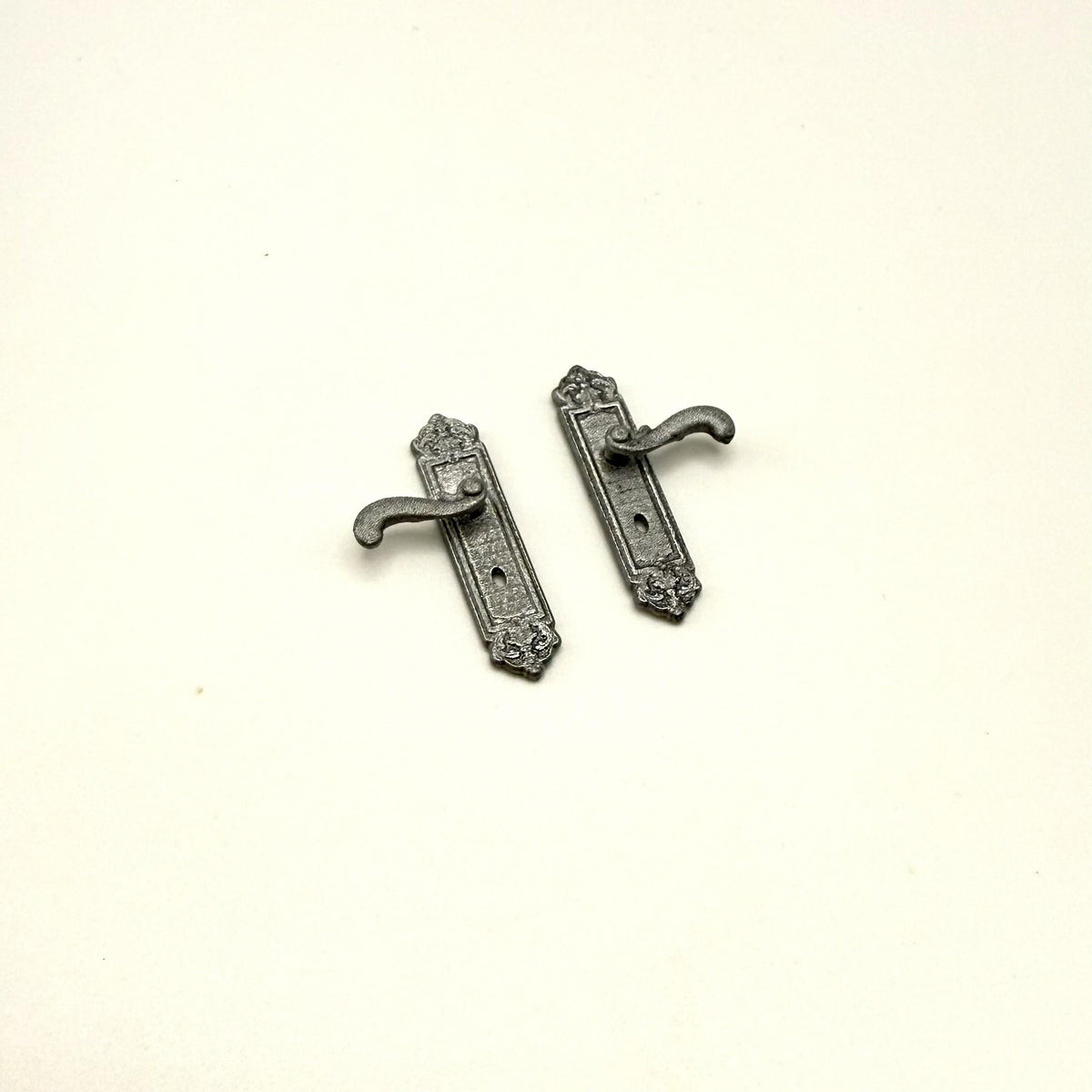 Miniature Door Handle Set | 1:12 Scale | Dollhouse Entryway Decor