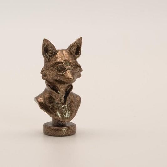 Miniature Fox Bust | 1:12 Scale | Dollhouse Library Decor | The Professor Fox | Bronze Finish