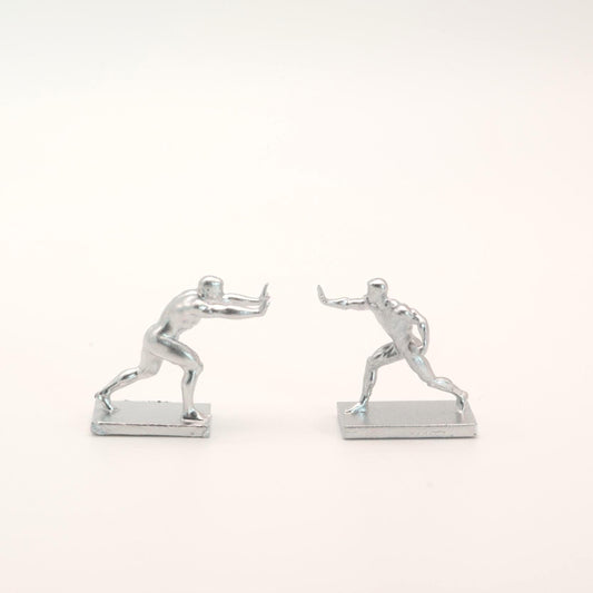 1:12 Scale Miniature Bookends | Silver Figure Sculpture | Dollhouse Library Decor | Collector Gift