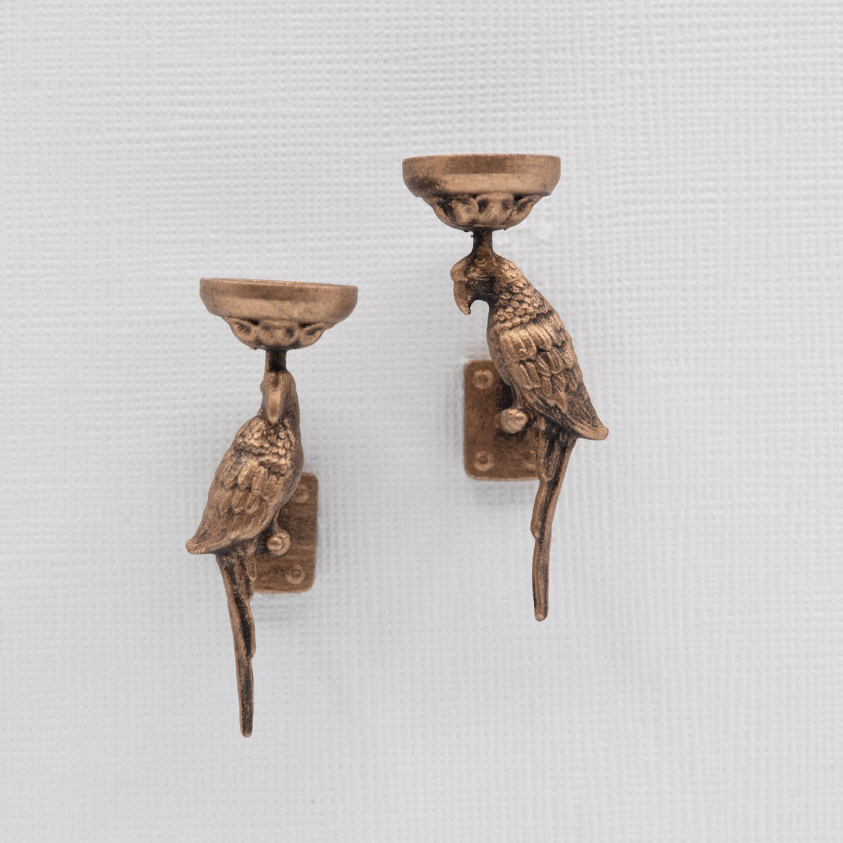 Miniature Parrot Wall Sconces | 1:12 Scale | Dollhouse Candle Holder Set