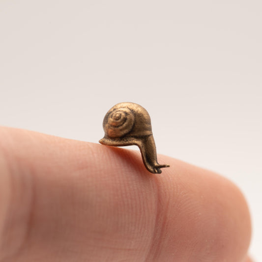 1:12 Scale Miniature Snail Figurine | Shelf Edge Perch | Dollhouse Shelf Decor | Antiqued Bronze Sculpture