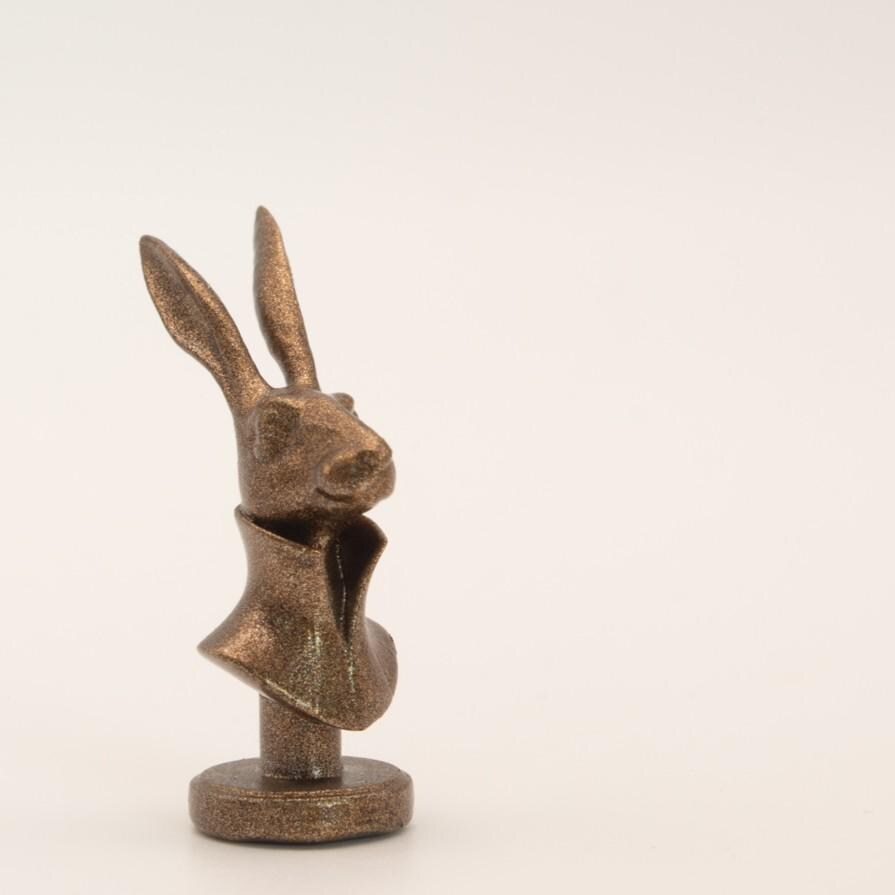 Miniature Hare Bust | 1:12 Scale | Dollhouse Library Decor | The Dapper Hare | Bronze Finish