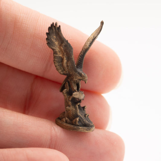 Miniature Bald Eagle Sculpture | 1:12 Scale Dollhouse Figurine | Bronze-Finish Bird Statue Decor