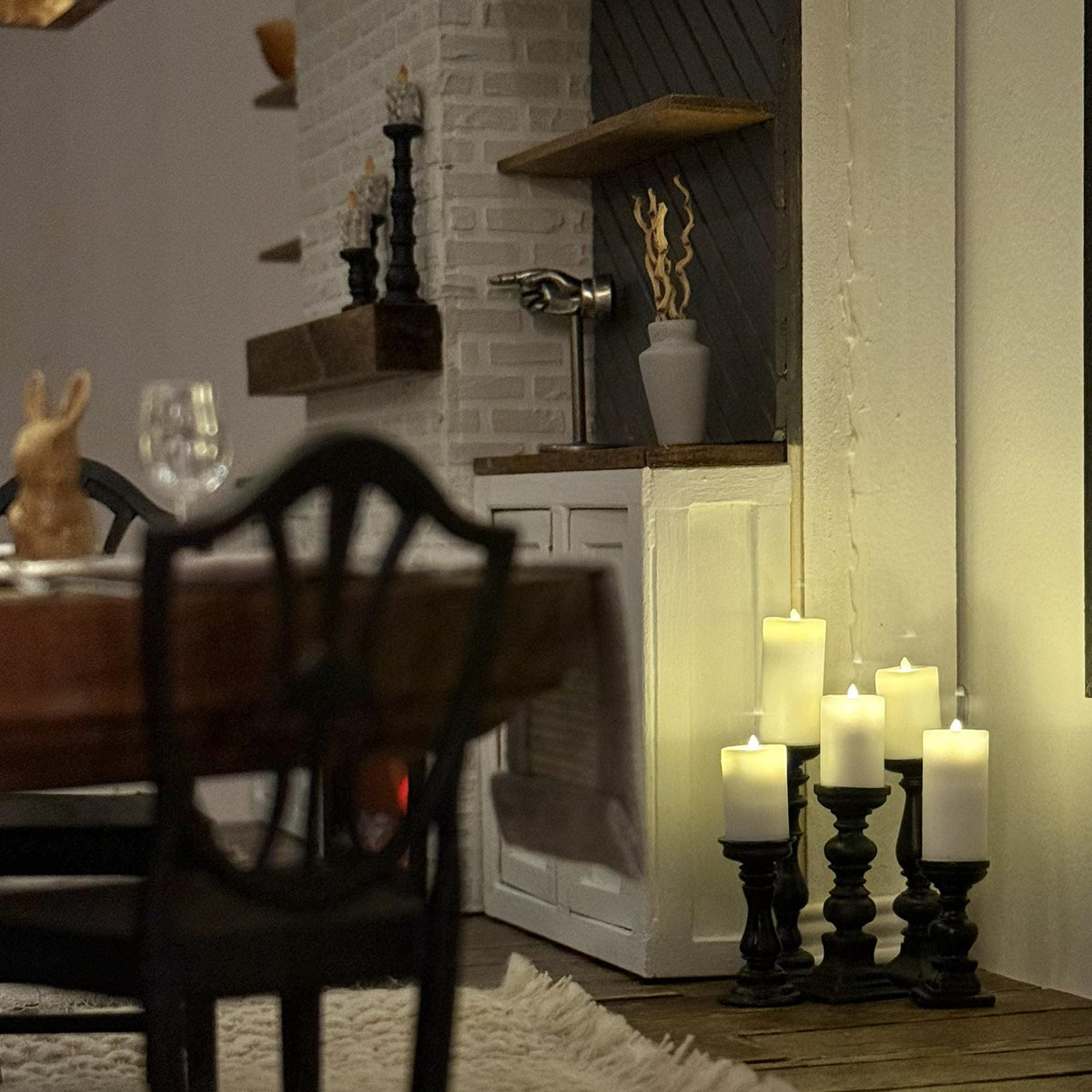 1:12 Scale LED Miniature Candles | Magnetic Toggle Light | Dollhouse Working Candles