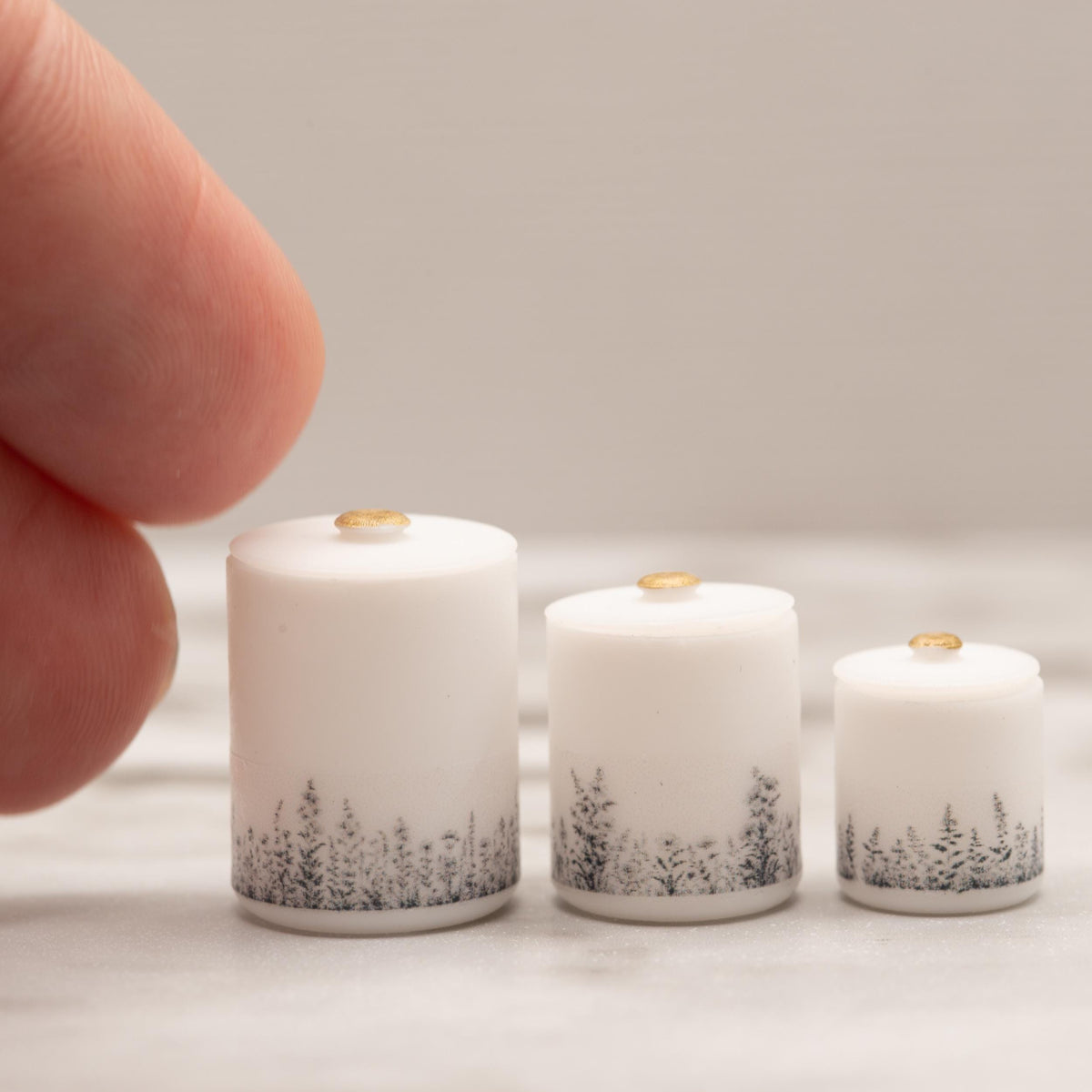 1:12 Scale Miniature Canister Set | Ink & Stem | Botanical Illustration Dollhouse Kitchen Decor