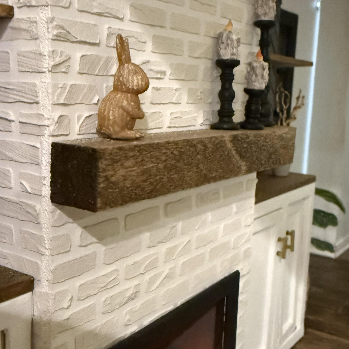 1:12 Scale Hand-Painted Bunny Figurine | Distressed Dollhouse Spring Decor