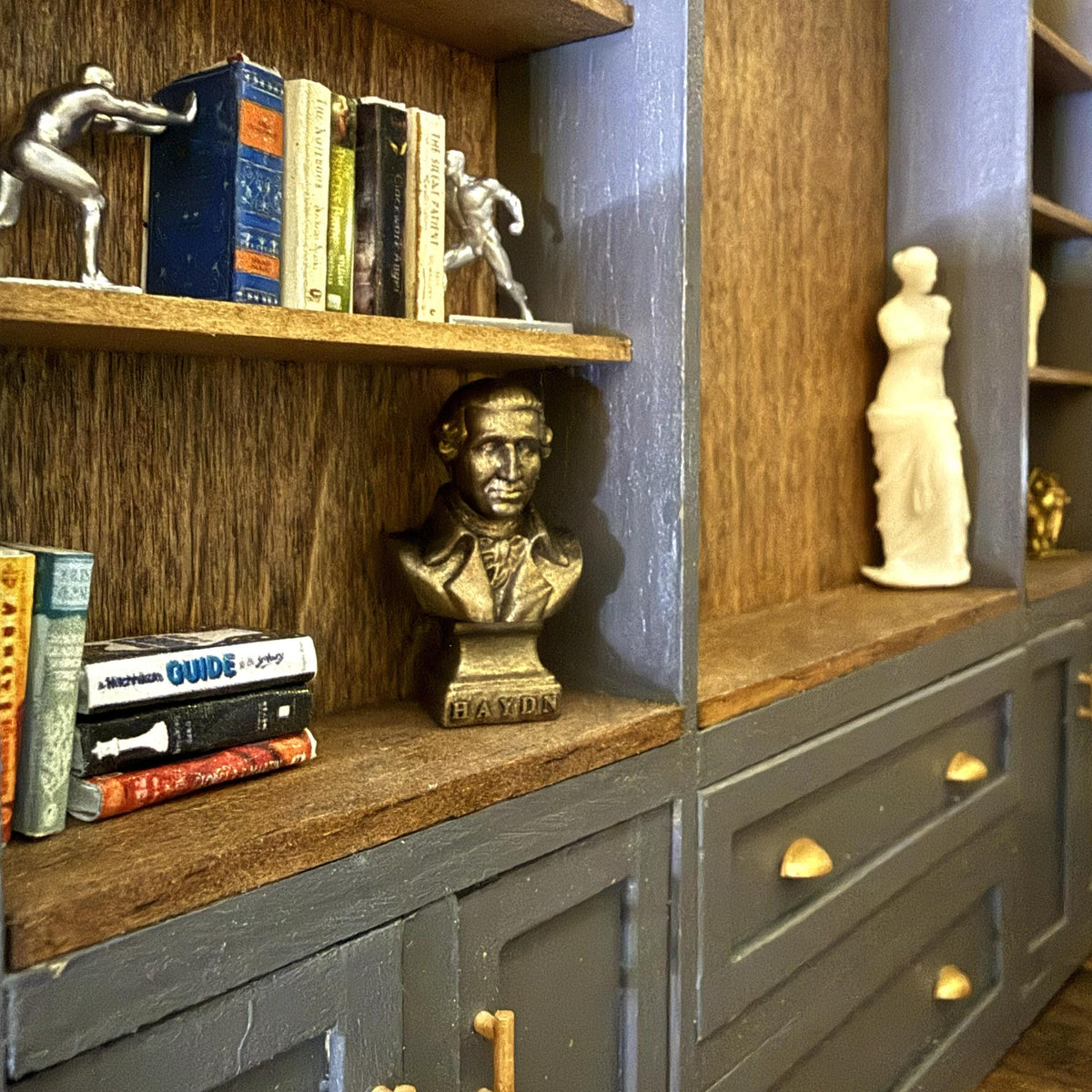 Miniature Joseph Haydn Bust | 1:12 Scale | Dollhouse Library Decor | Composer Sculpture | Bronze Finish
