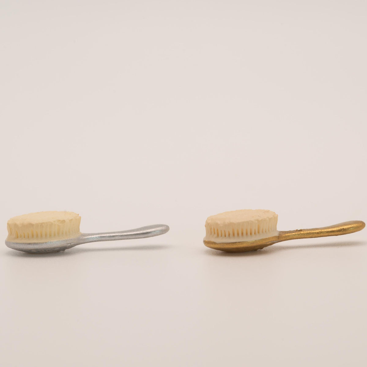 1:12 Scale Miniature Ornate Hairbrush | Dollhouse Vanity Decor, Embossed Scrollwork (Antique Gold/Silver)