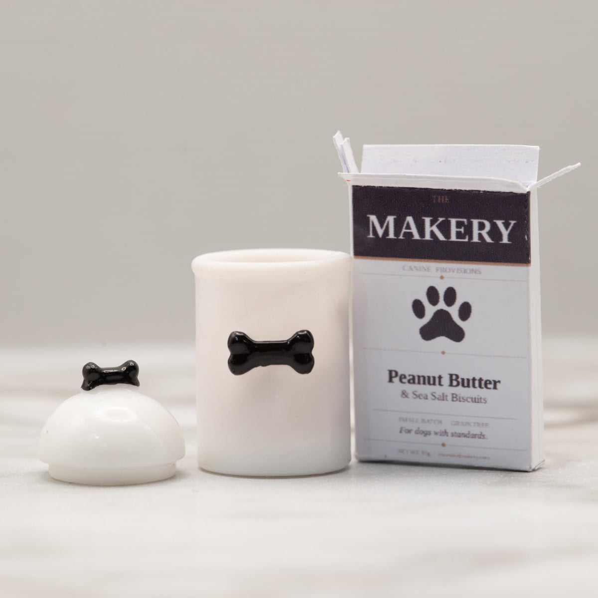 1:12 Scale Miniature Dog Treat Canister Set | Dollhouse Pet Accessories | Dog Biscuit Box | Dog Lover Gift