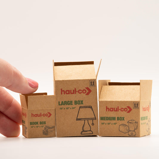 Miniature Moving Boxes | 1:12 Scale | Dollhouse Moving Day Accessory