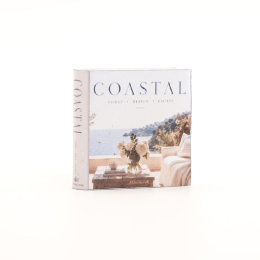 Miniature Coffee Table Book Set | 1:12 Scale | Coastal Collection of 5 | Dollhouse Beach House Decor