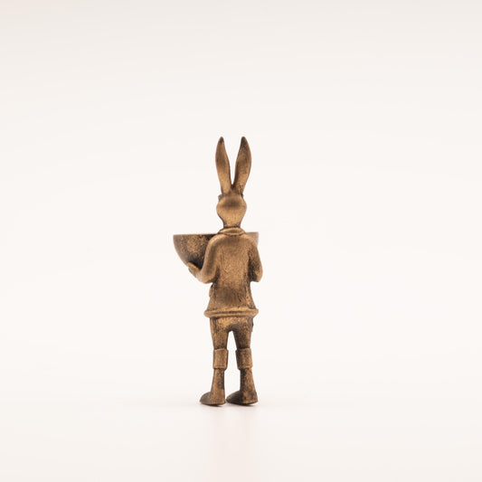 1:12 Scale Miniature Hare Figurine | The Steward | Dollhouse Shelf Decor | Anthropomorphic Rabbit Sculpture | Bronze Figurine
