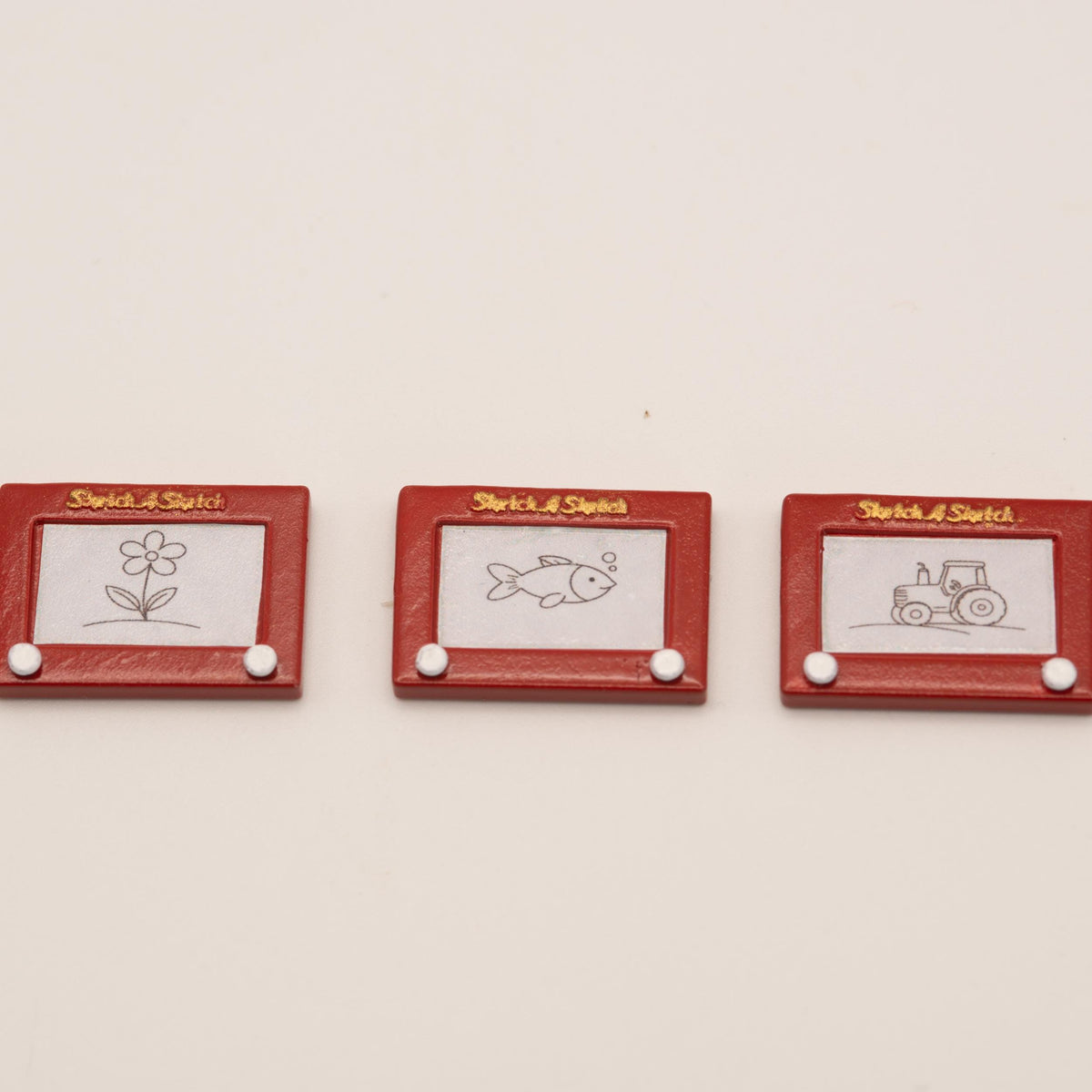 1:12 Scale Miniature Etch-a-Sketch-Inspired Toy | Dollhouse Retro Game | Sketch-a-Sketch Decor