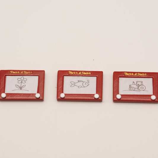 1:12 Scale Miniature Etch-a-Sketch-Inspired Toy | Dollhouse Retro Game | Sketch-a-Sketch Decor