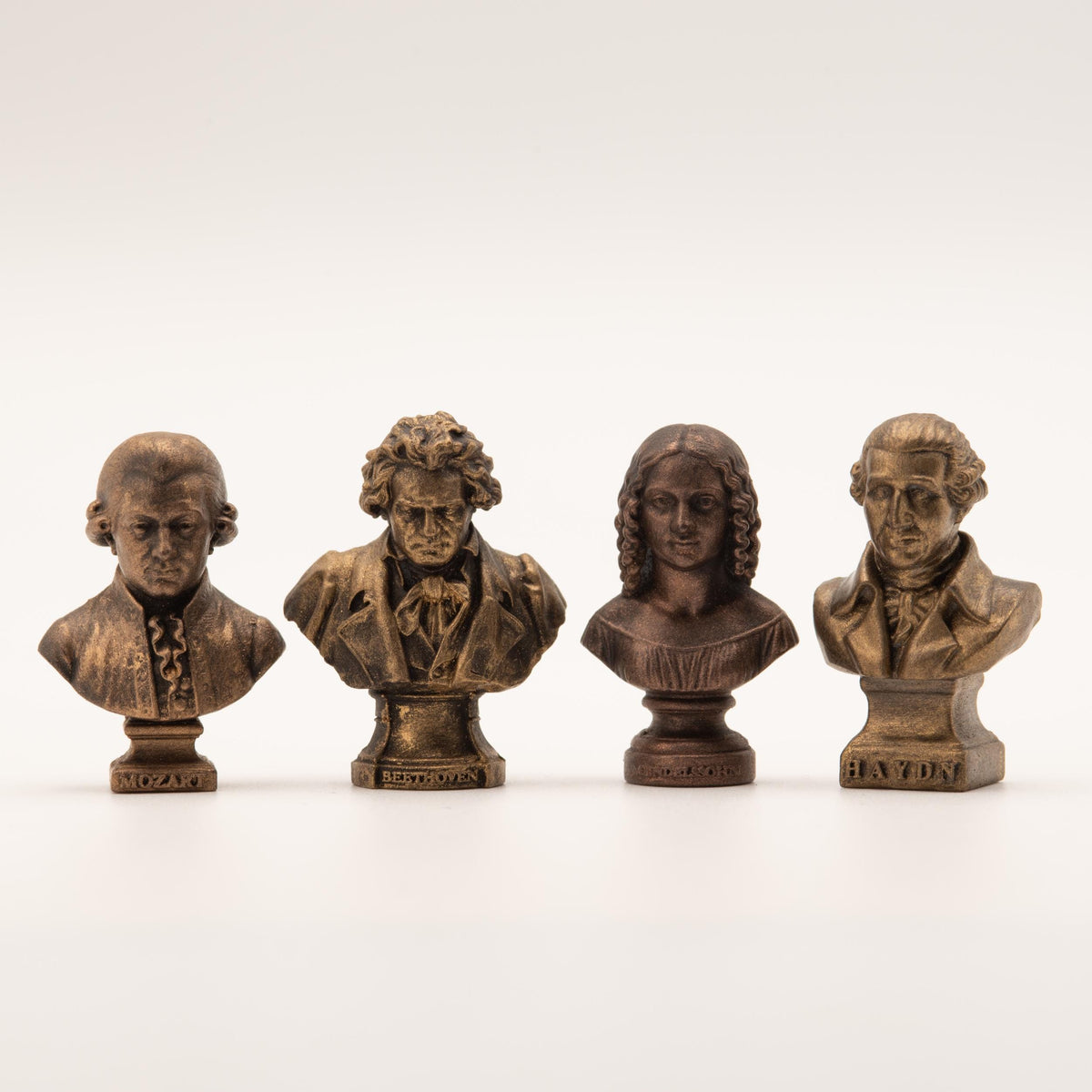 Miniature Wolfgang Amadeus Mozart Bust | 1:12 Scale | Dollhouse Library Decor | Composer Sculpture | Antique Gold Finish