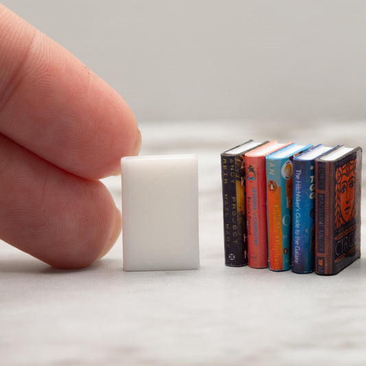 1:12 Scale Miniature Book Blanks | Set of 10 | Dollhouse Bookshelf Decor | Resin Printed | Craft Supply