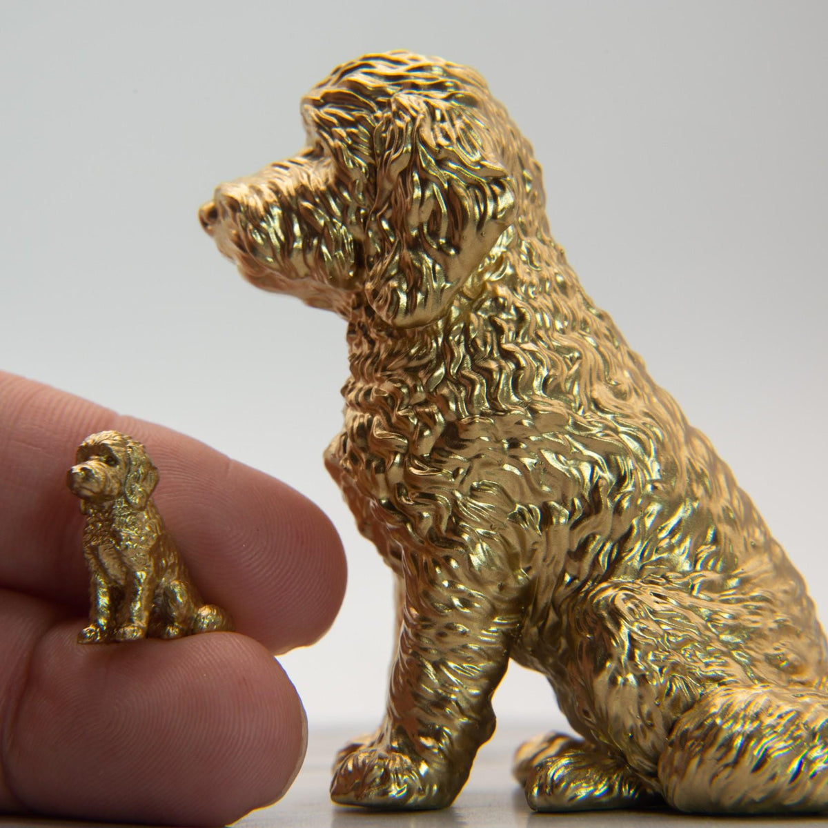 1:12 Scale Miniature Doodle Dog Figurine | Gold Dollhouse Statue | Dog Decor