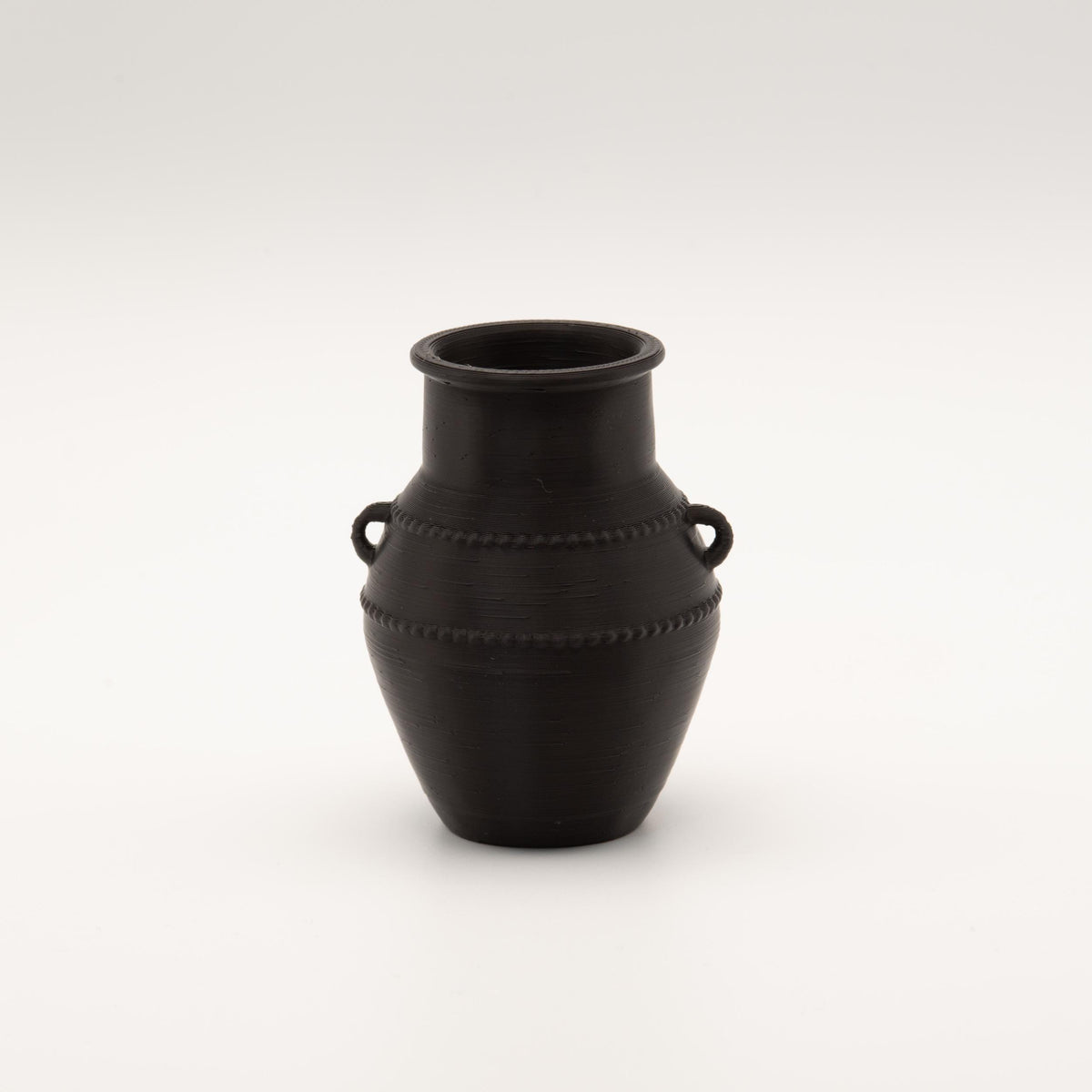 Miniature Beaded Planter Set | 1:12 Scale Dollhouse Outdoor Porch Decor | Matte Black Vessel Vase