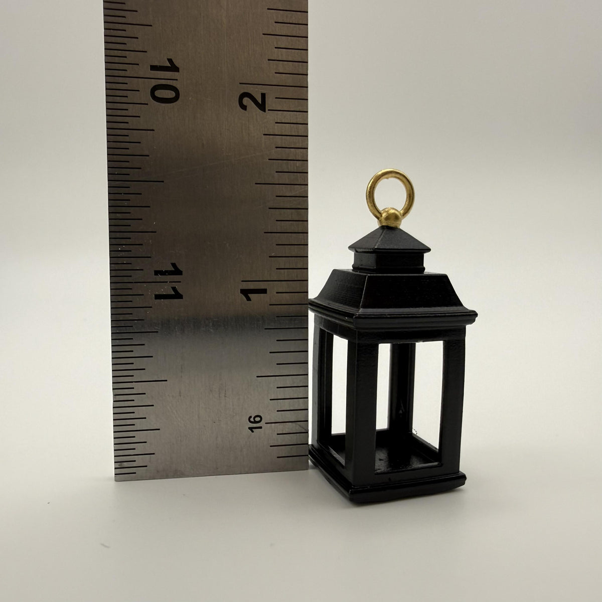 1:12 Scale Miniature Black Lantern | Decorative Dollhouse Porch Entryway Decor | 3 sizes
