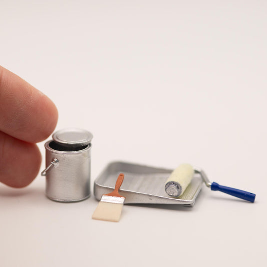 Miniature Paint Set | 1:12 Scale | Dollhouse Renovation & Workshop Decor
