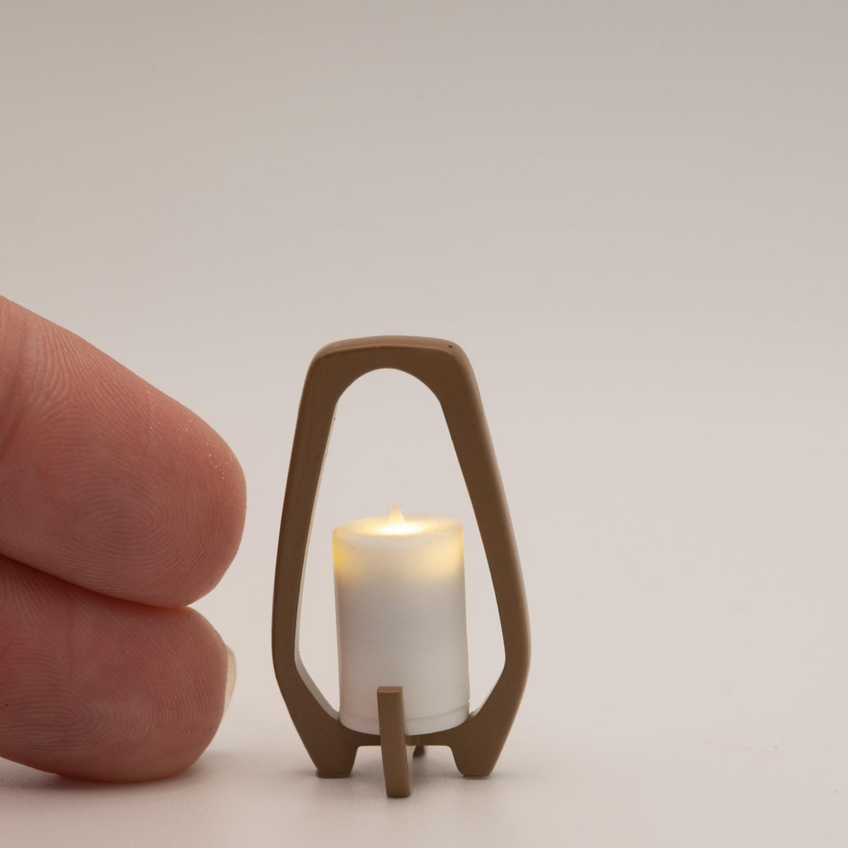 1:12 Scale Miniature Candle Lantern | Mid-Century Modern Dollhouse | Porch Entryway Decor
