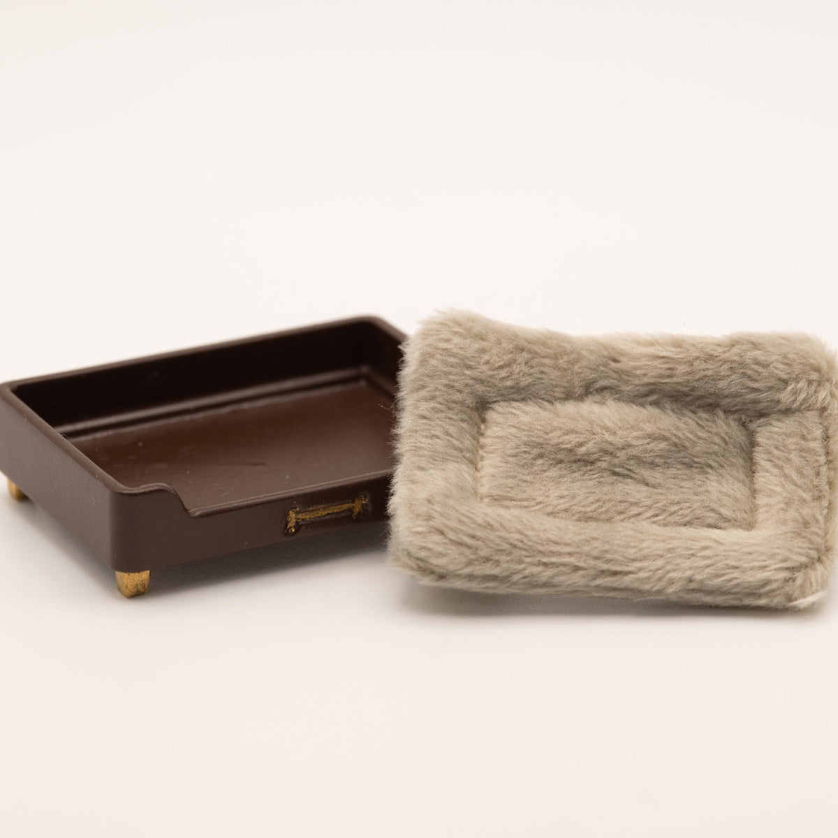 1:12 Scale Miniature Dog Bed | Removable Faux Fur Cushion | Dollhouse Pet Accessory | Modern Dollhouse Decor