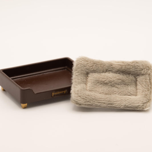1:12 Scale Miniature Dog Bed | Removable Faux Fur Cushion | Dollhouse Pet Accessory | Modern Dollhouse Decor