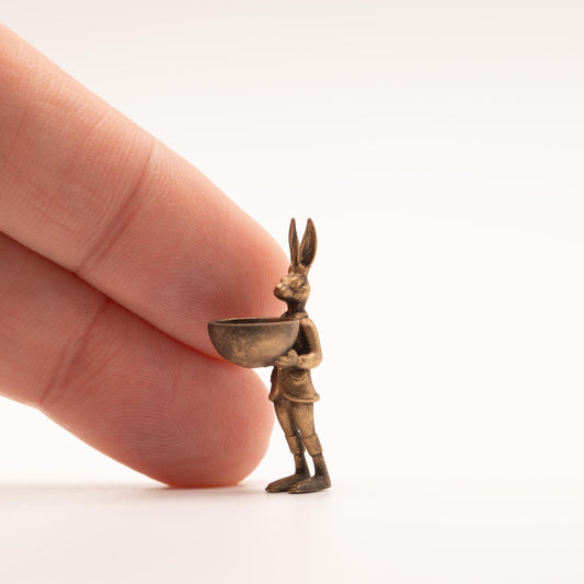 1:12 Scale Miniature Hare Figurine | The Steward | Dollhouse Shelf Decor | Anthropomorphic Rabbit Sculpture | Bronze Figurine