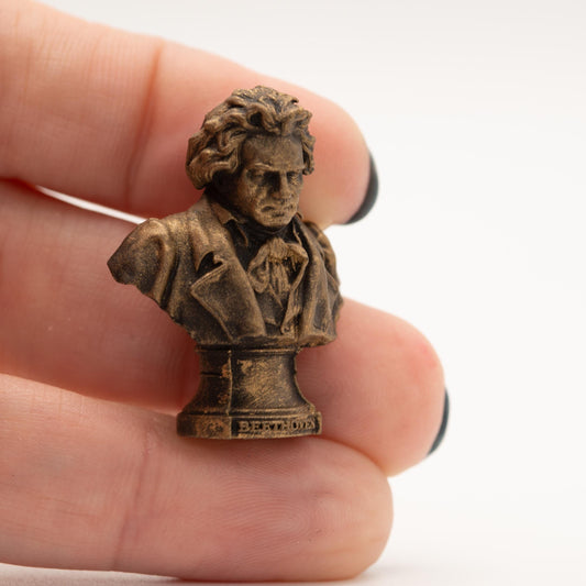 Miniature Ludwig van Beethoven Bust | 1:12 Scale | Dollhouse Library Decor | Composer Sculpture | Bronze Finish