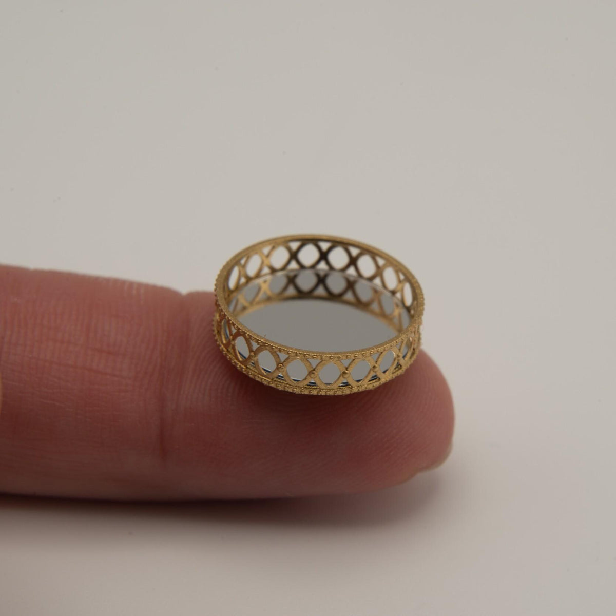 1:12 Scale Mirrored Vanity Tray | Gold Lattice | Miniature Makeup Set Dollhouse Decor