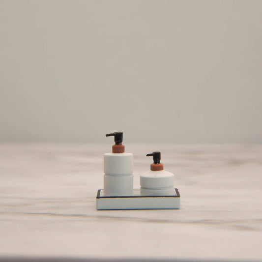 1:12 Scale Miniature Soap & Lotion Set | Dollhouse Bathroom Accessories | Modern Dollhouse Vanity Decor