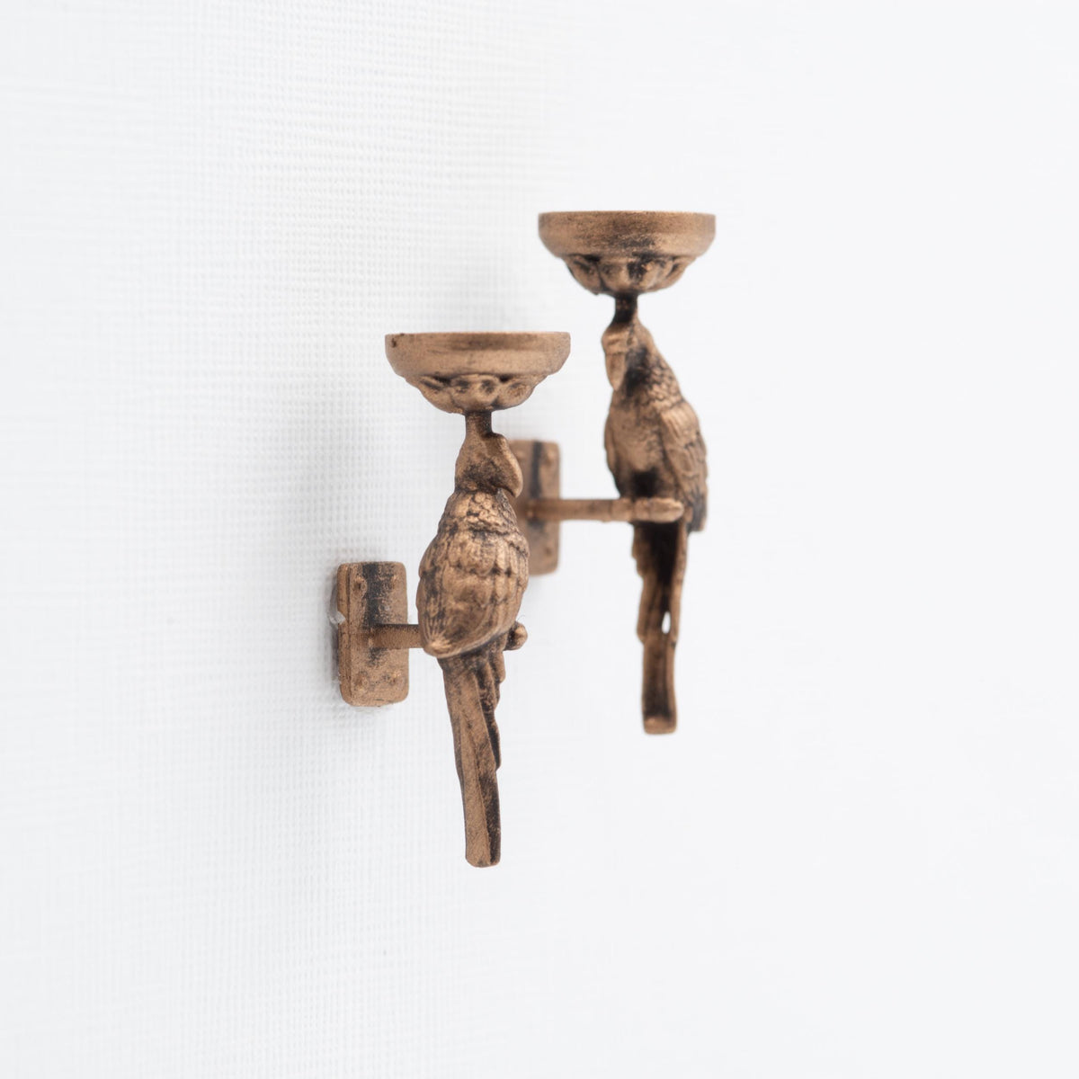 Miniature parrot wall sconces, 1:12 scale dollhouse candle holder set