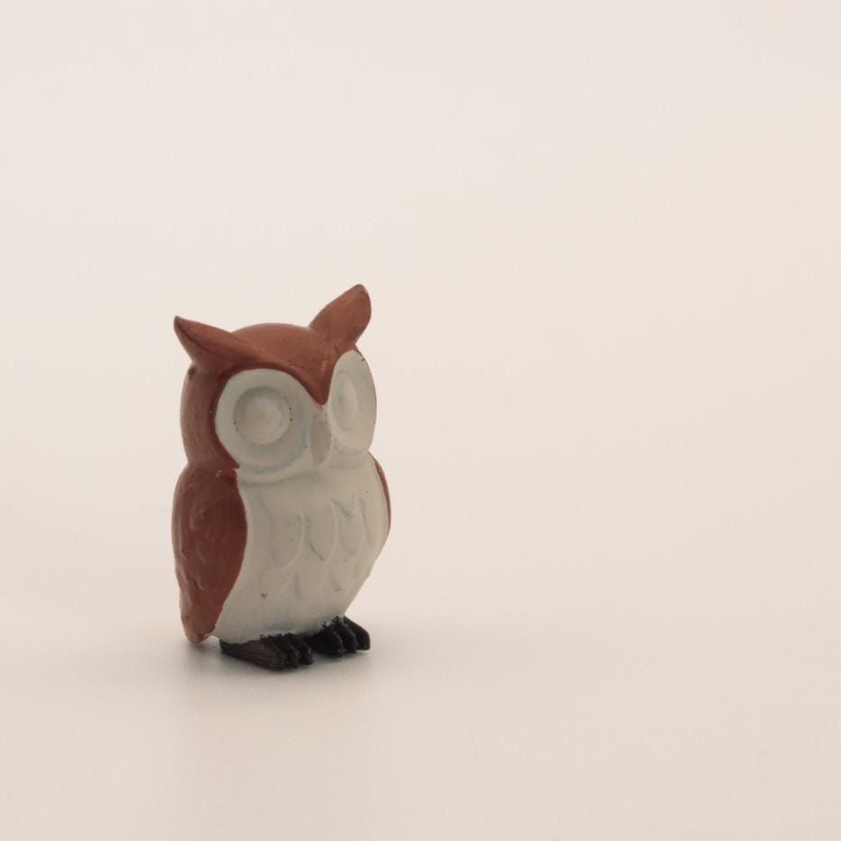 1:12 Scale Hand Painted Owl Figurine | Neutral Farmhouse Dollhouse Woodland Decor