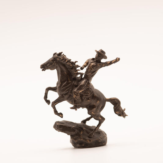 1:12 Scale Miniature Cowboy Sculpture | The Outrider | Dollhouse Library Mantel Decor | Bronze-Style Figurine