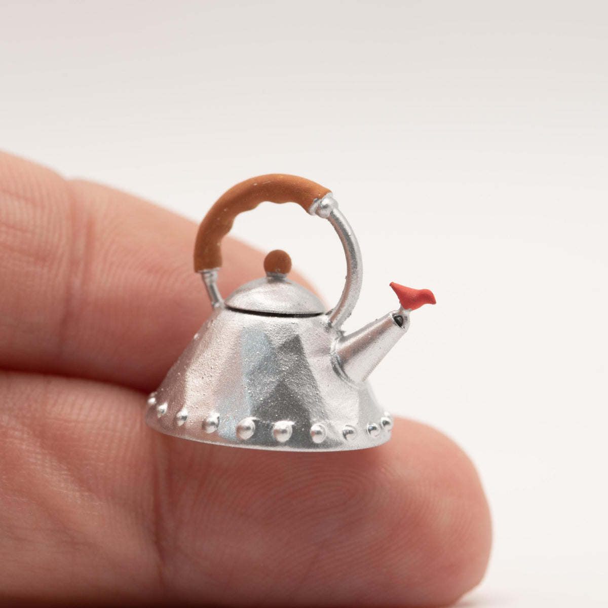1:12 Scale Miniature Stovetop Kettle | Bird Whistle Spout | Modern Dollhouse Kitchen Decor | Resin Miniature