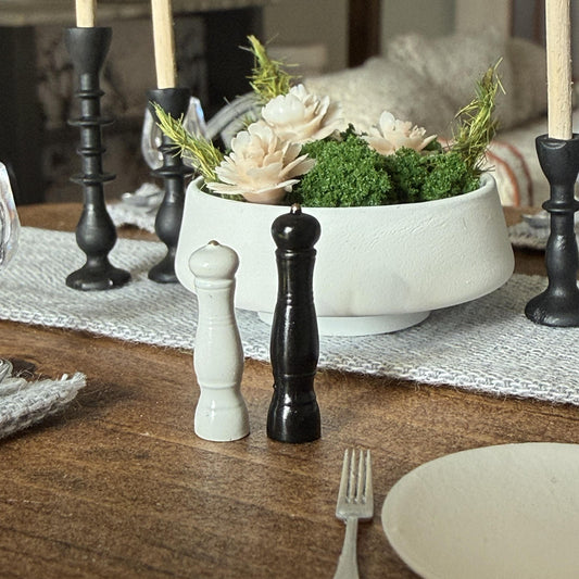 Dollhouse Miniature Salt and Pepper Grinder Set | 1:12 Scale Table Decor