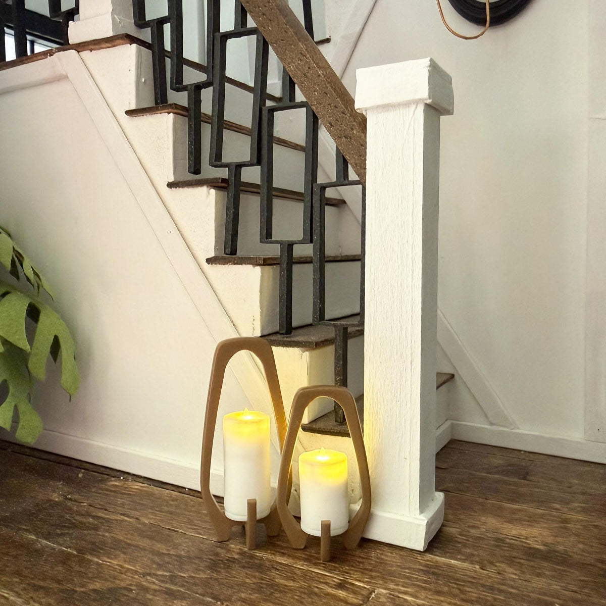 1:12 Scale Miniature Candle Lantern | Mid-Century Modern Dollhouse | Porch Entryway Decor