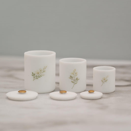 1:12 Scale Miniature Canister Set | Meadow Botanical Kitchen Canisters | Dollhouse Kitchen Decor | Set of 3