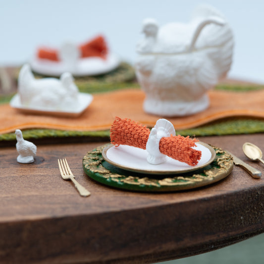 Miniature Turkey Napkin Rings Set of 4 | 1:12 Scale | Thanksgiving Table