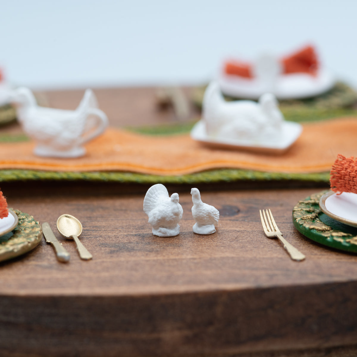 Miniature Turkey Salt and Pepper Shakers | 1:12 Scale | Thanksgiving Table