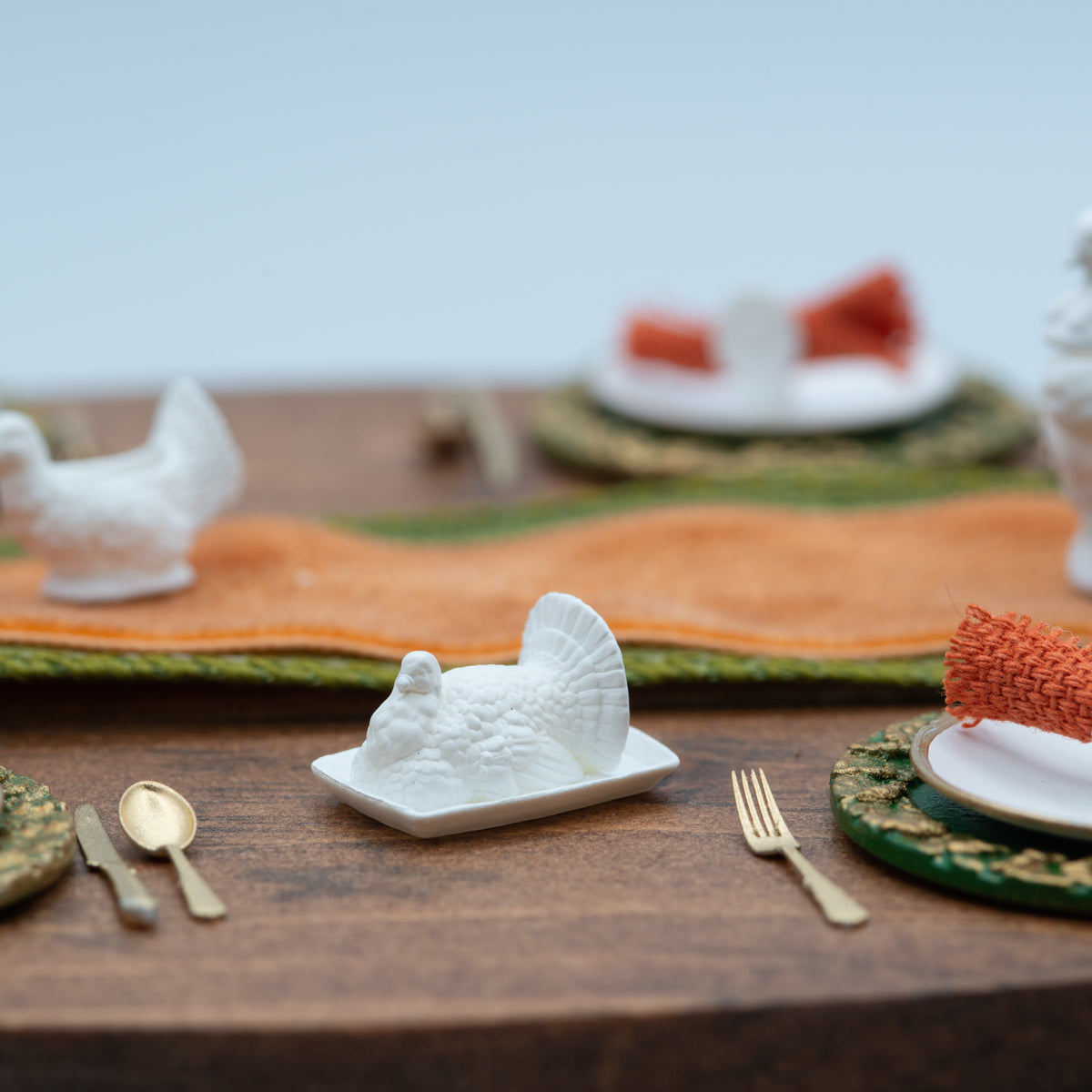 Miniature Turkey Butter Dish | 1:12 Scale | Thanksgiving Dollhouse