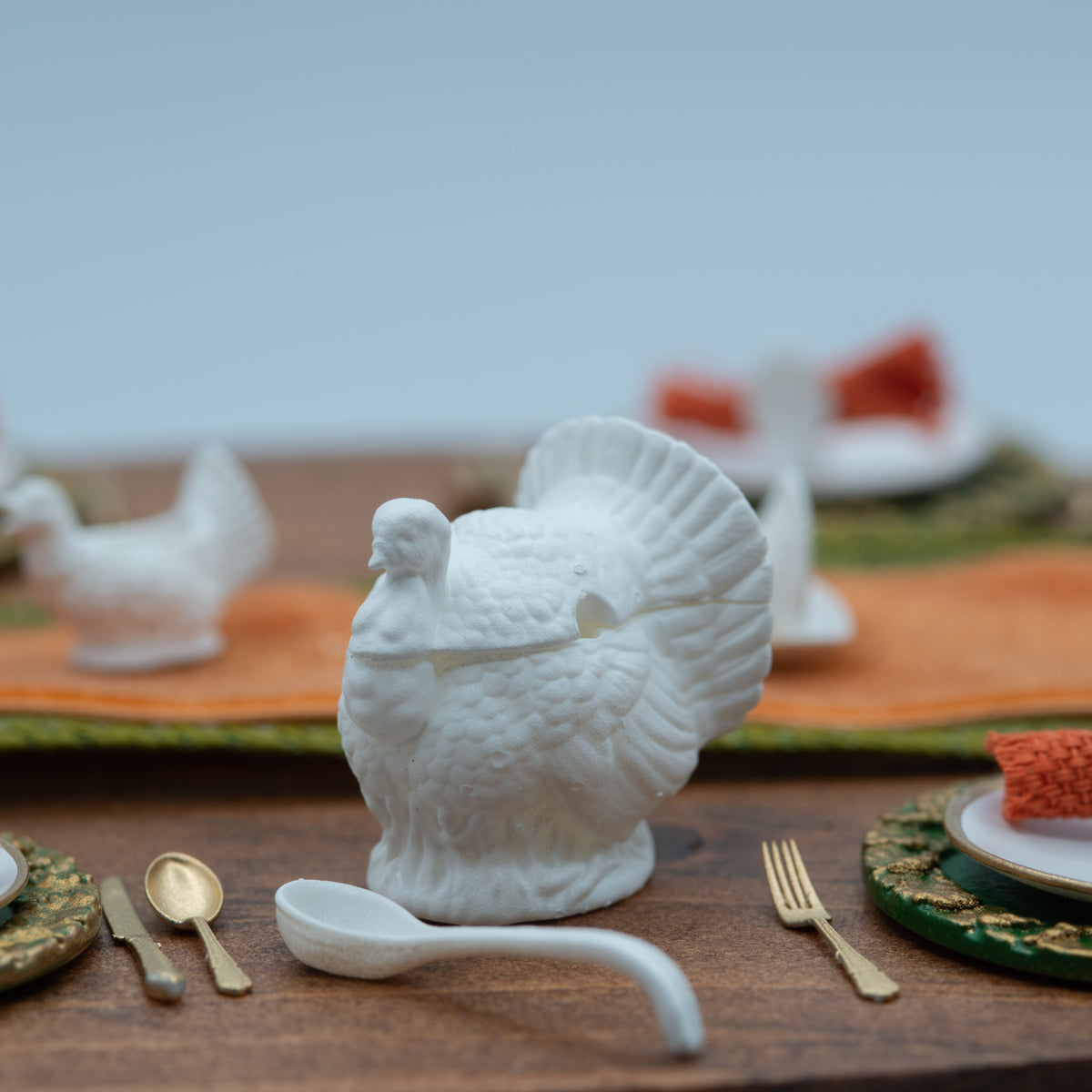 Miniature Turkey Tureen with Ladle | 1:12 Scale | Thanksgiving Dollhouse