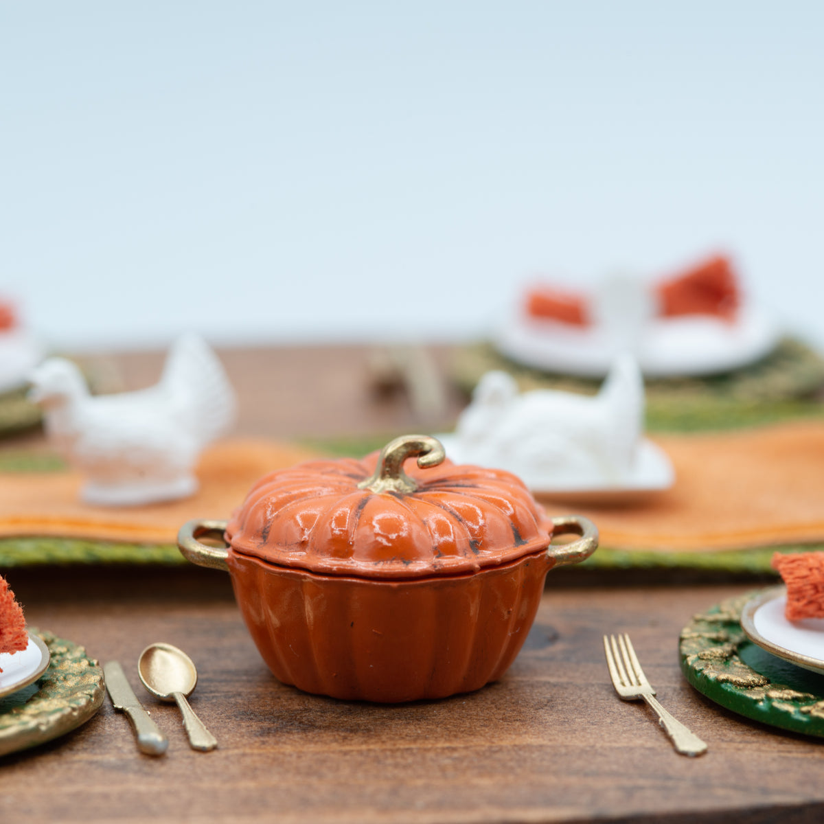 Miniature Pumpkin Cocotte | 1:12 Scale | Fall Dollhouse Kitchen