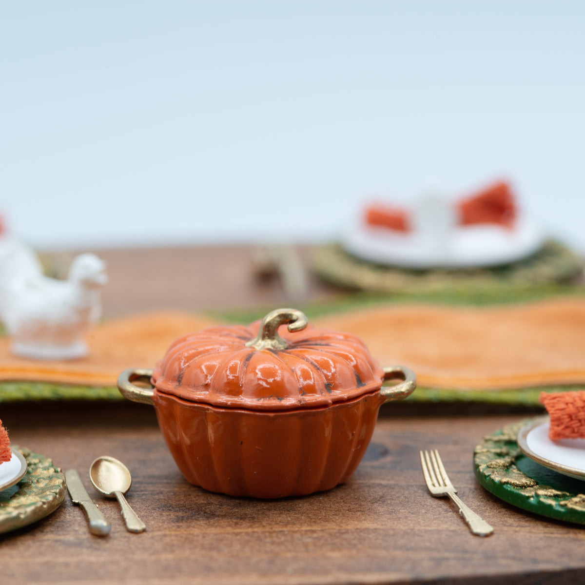 Miniature Pumpkin Cocotte | 1:12 Scale | Fall Dollhouse Kitchen